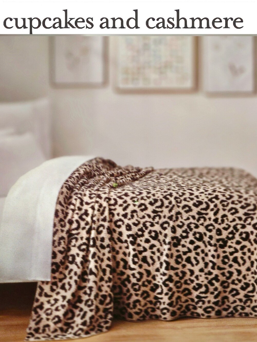 Cupcakes & Cashmere Leopard Print Feather Knit Plush Full/Queen Throw Blanket